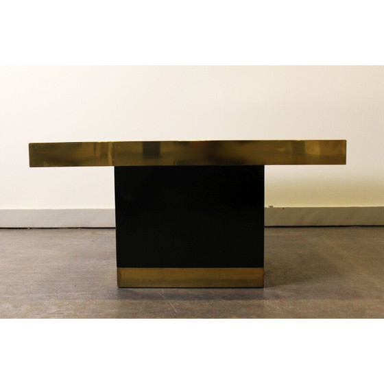 Image 1 of Table basse vintage en laiton gravé et pierre d'agate par Lova Creation, 1970