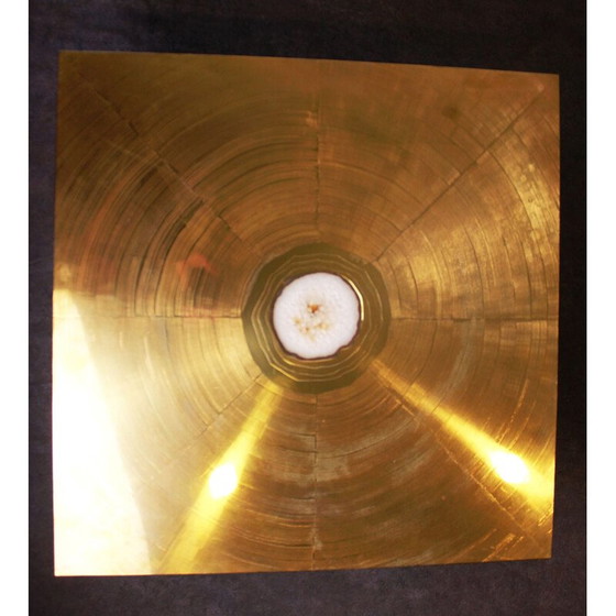 Image 1 of Table basse vintage en laiton gravé et pierre d'agate par Lova Creation, 1970