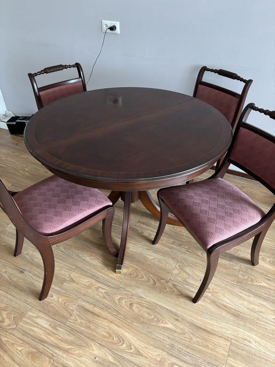 Image 1 of Table à manger avec 4 chaises Heroic Exclusive en bois d'acajou