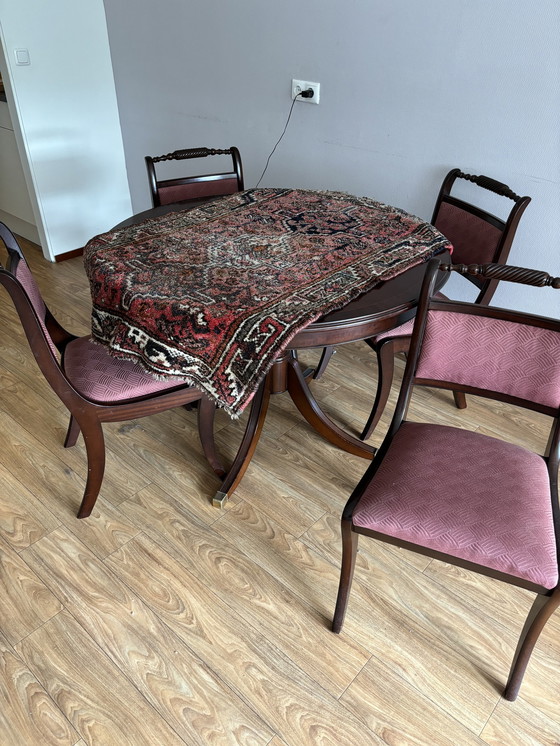 Image 1 of Table à manger avec 4 chaises Heroic Exclusive en bois d'acajou