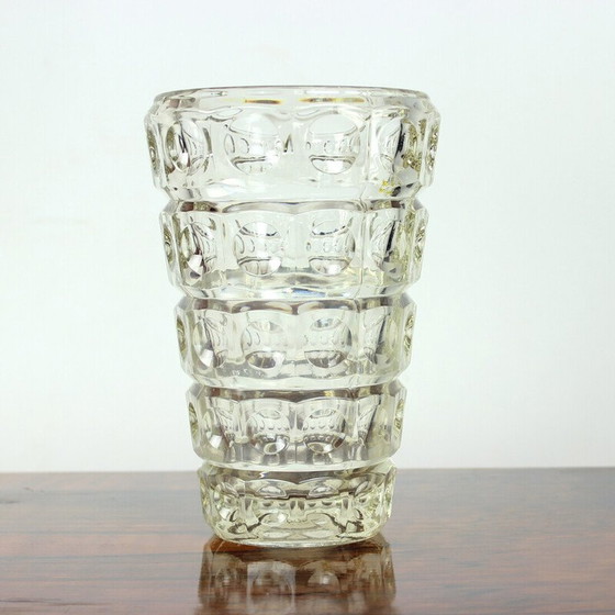 Image 1 of Vase vintage en verre transparent par Frantisek Peceny pour Hermanova Hut, Tchécoslovaquie 1963
