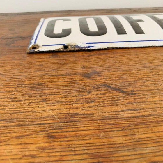 Image 1 of Plaque émaillée vintage "coiffeur"