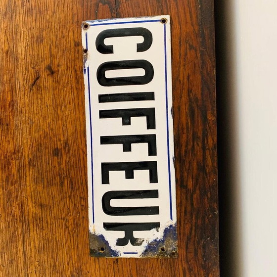 Image 1 of Plaque émaillée vintage "coiffeur"