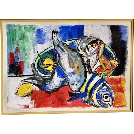 Décoration de poisson à la gouache, 1950
