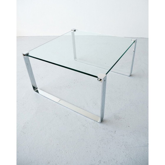 Image 1 of Table basse vintage en acier chromé et verre par Peter Draenert pour Draenert, Allemagne 1960