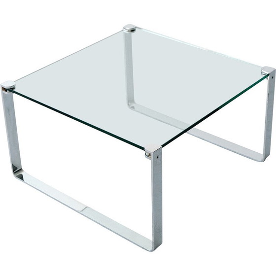 Image 1 of Table basse vintage en acier chromé et verre par Peter Draenert pour Draenert, Allemagne 1960
