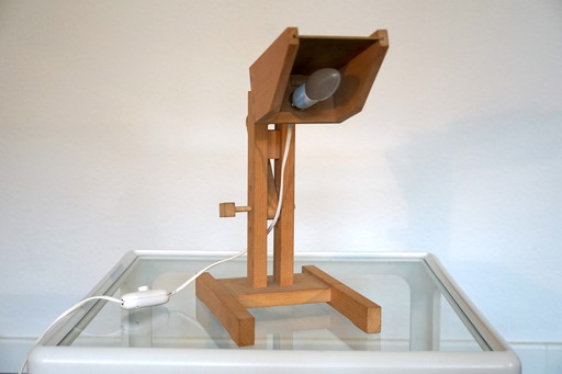 Lampe de table Architect réglable en bois et laiton, années 1970