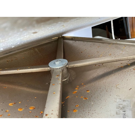 Image 1 of Fauteuils de coiffure vintage en métal et similicuir en skaï noir