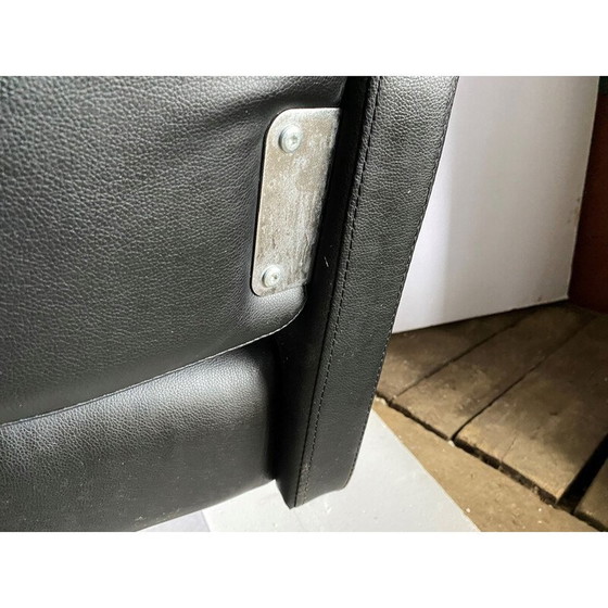 Image 1 of Fauteuils de coiffure vintage en métal et similicuir en skaï noir