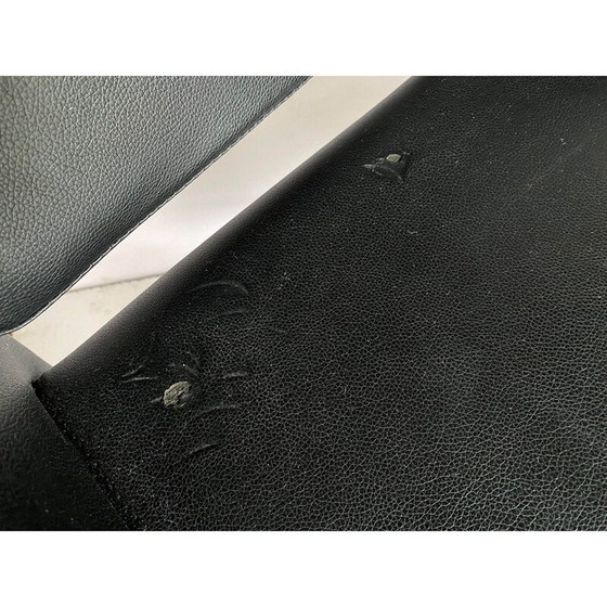 Image 1 of Fauteuils de coiffure vintage en métal et similicuir en skaï noir