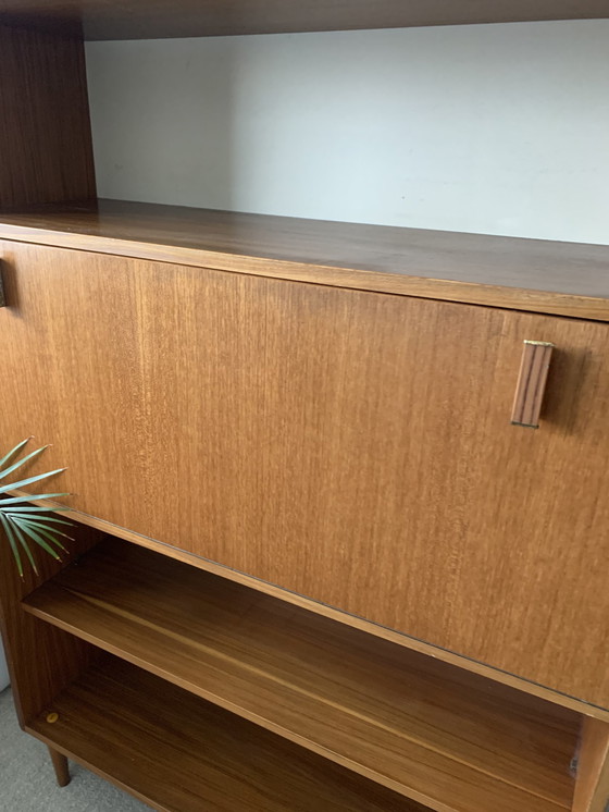 Image 1 of Mid Century Modern Teck Bookcase High Board Flap Afrormosia