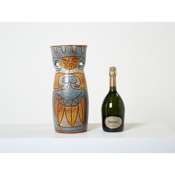 Image 1 of Vase vintage en céramique émaillée de la collection Maya d'Accolay, 1950