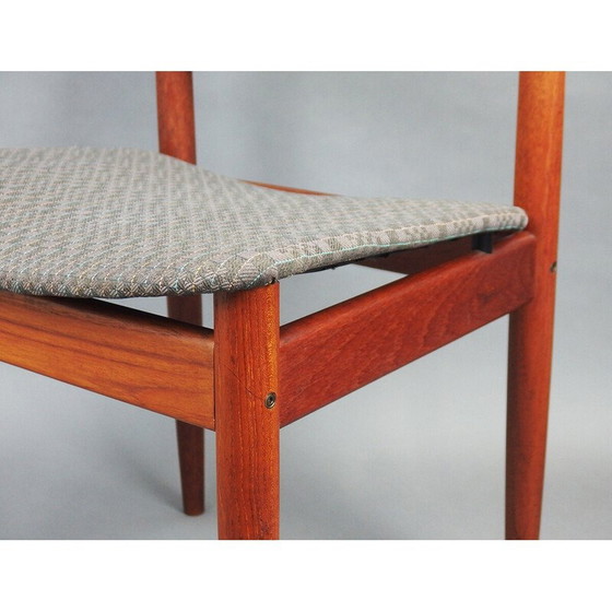 Image 1 of Ensemble de 6 chaises vintage modèle "197" en teck et tissus par Finn Juhl pour France et Son, Danemark 1960