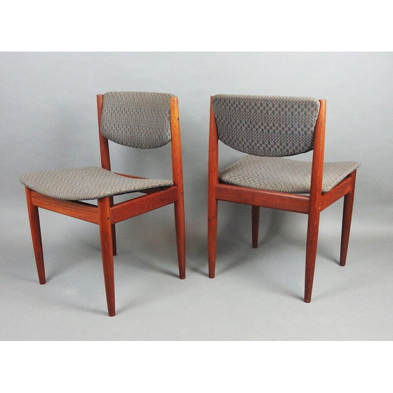 Image 1 of Ensemble de 6 chaises vintage modèle "197" en teck et tissus par Finn Juhl pour France et Son, Danemark 1960