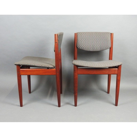 Image 1 of Ensemble de 6 chaises vintage modèle "197" en teck et tissus par Finn Juhl pour France et Son, Danemark 1960