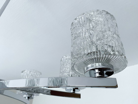 Image 1 of Très grande lampe pendante vintage en verre Kaiser