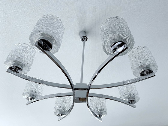 Image 1 of Très grande lampe pendante vintage en verre Kaiser