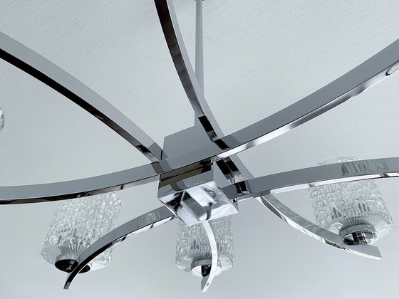 Image 1 of Très grande lampe pendante vintage en verre Kaiser