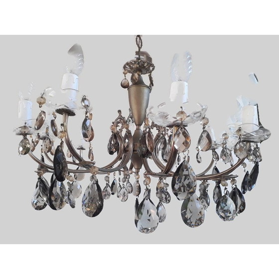 Image 1 of Lustre italien vintage à 10 lumières en cristal rouge, 1920