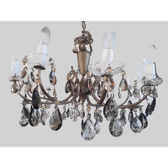 Image 1 of Lustre italien vintage à 10 lumières en cristal rouge, 1920