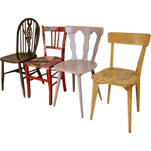 Ensemble de 4 chaises vintage dépareillées