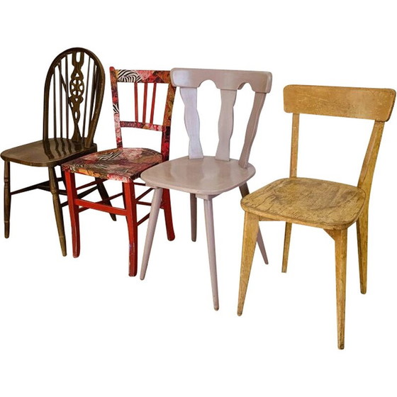 Image 1 of Ensemble de 4 chaises vintage dépareillées