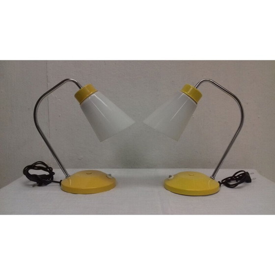 Image 1 of Paire de lampes de table vintage en métal et verre par Lidokov Boskovice, Tchécoslovaquie 1960