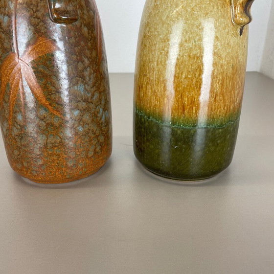 Image 1 of Paire de vases vintage en céramique de lave grasse pour Scheurich, Allemagne 1970