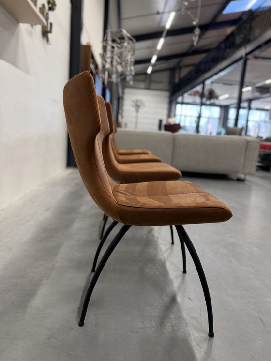 Image 1 of 4 chaises de salle à manger Leolux Callas en cuir Danza