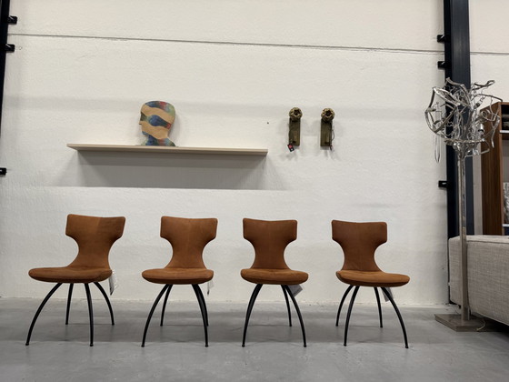 Image 1 of 4 chaises de salle à manger Leolux Callas en cuir Danza