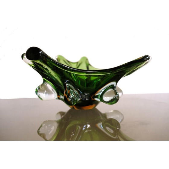 Image 1 of Vase vintage italien en verre de Murano vert par Murano Glass, 1960s