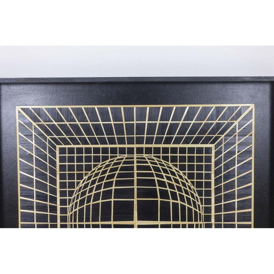 Image 1 of Panneau vintage en marqueterie de paille