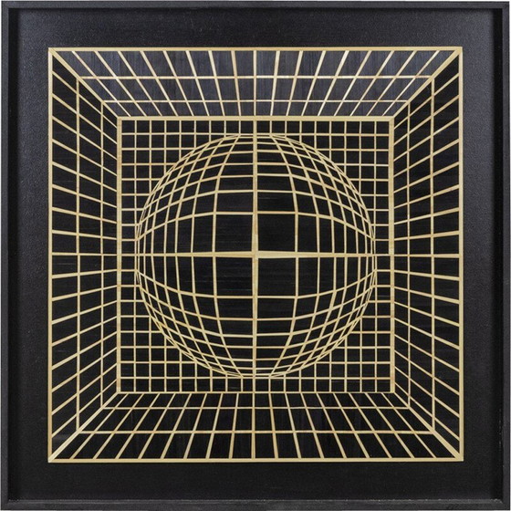 Image 1 of Panneau vintage en marqueterie de paille