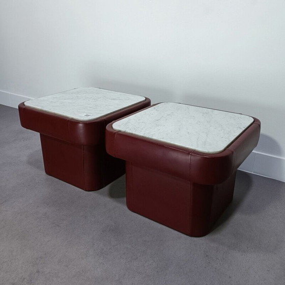 Image 1 of Paire de tables d'appoint vintage en marbre blanc de Carrare par De Sede, Suisse 1970