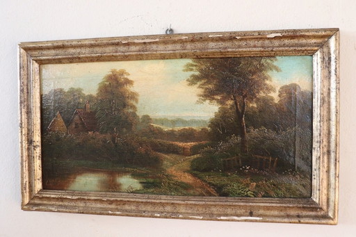 Peinture à l'huile sur toile, 19e siècle, signée