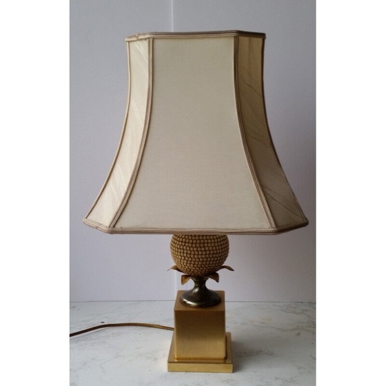 Image 1 of Lampes de table vintage en bois, laiton et métal "pattes d'ananas" par Maison Charles, 1960