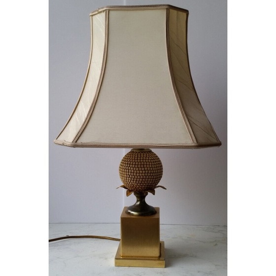 Image 1 of Lampes de table vintage en bois, laiton et métal "pattes d'ananas" par Maison Charles, 1960