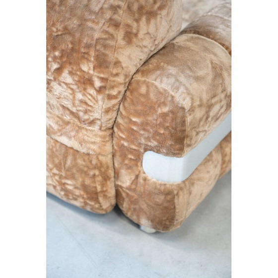 Image 1 of Fauteuil vintage en chenille et aluminium brossé, Italie 1970