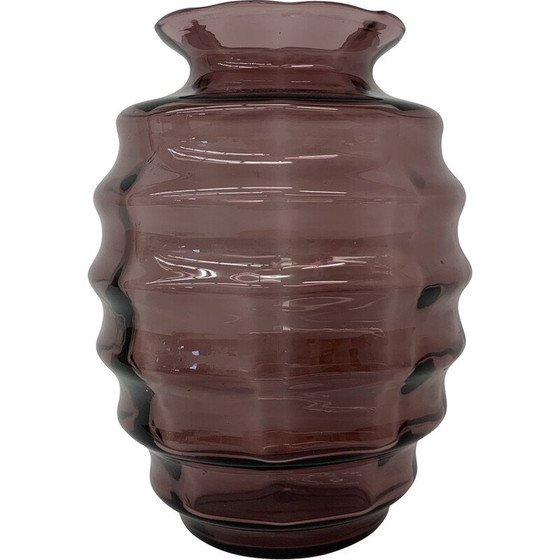 Image 1 of Vase Art déco vintage Doyen en verre violet, années 1930