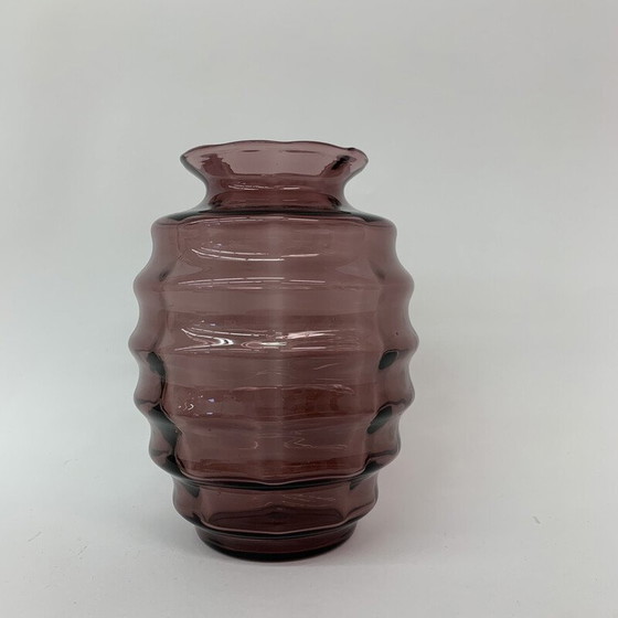 Image 1 of Vase Art déco vintage Doyen en verre violet, années 1930