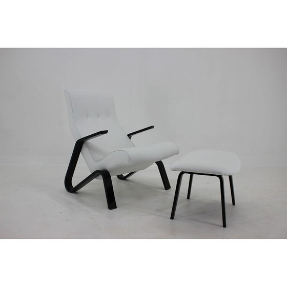 Image 1 of Fauteuil et repose-pieds Grasshopper vintage par Eero Saarinen pour Knoll, années 1950