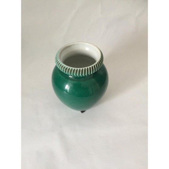 Image 1 of Ensemble de 3 vases vintage en céramique émaillée rouge et verte par Pol Chambost