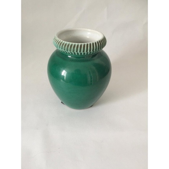 Image 1 of Ensemble de 3 vases vintage en céramique émaillée rouge et verte par Pol Chambost