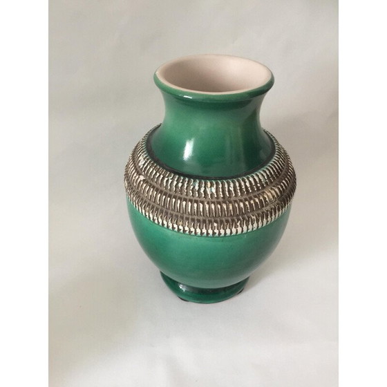 Image 1 of Ensemble de 3 vases vintage en céramique émaillée rouge et verte par Pol Chambost