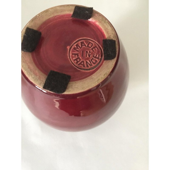 Image 1 of Ensemble de 3 vases vintage en céramique émaillée rouge et verte par Pol Chambost