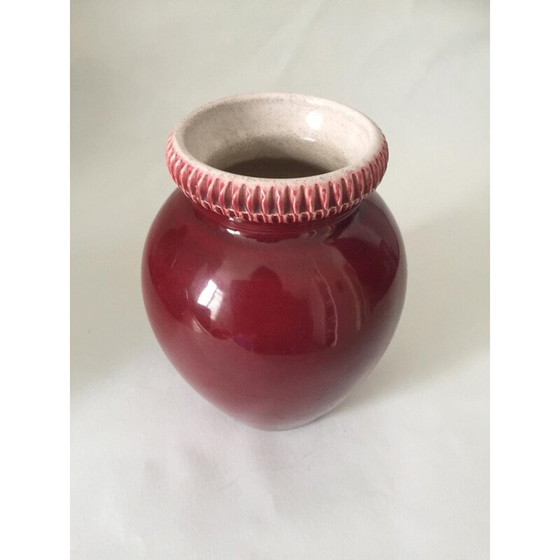 Image 1 of Ensemble de 3 vases vintage en céramique émaillée rouge et verte par Pol Chambost