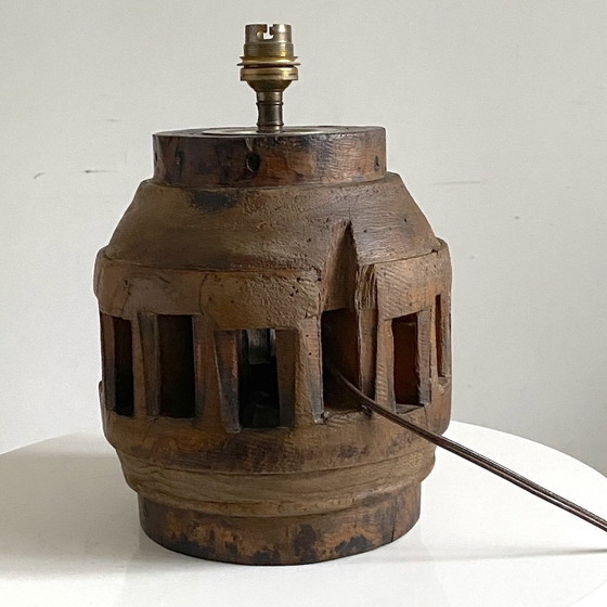 Image 1 of Pied De Lampe Roue Ou Moyeux En Bois Xixème Siècle