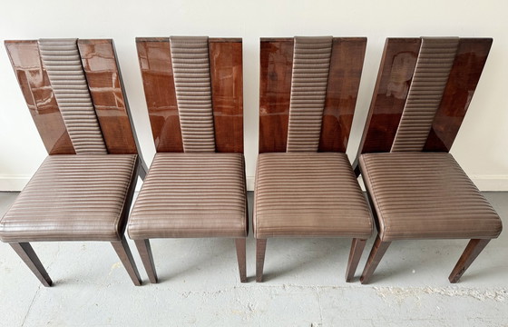 Image 1 of Ensemble de 4 chaises de salle à manger contemporaines en bois