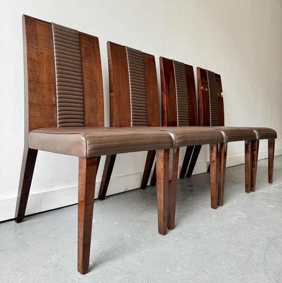 Image 1 of Ensemble de 4 chaises de salle à manger contemporaines en bois