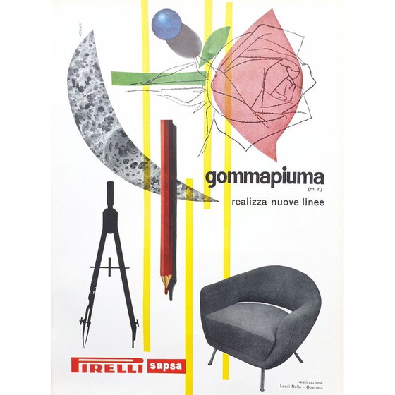 Image 1 of Canapé vintage en velours rouge de Lenzi Nello, Italie 1954